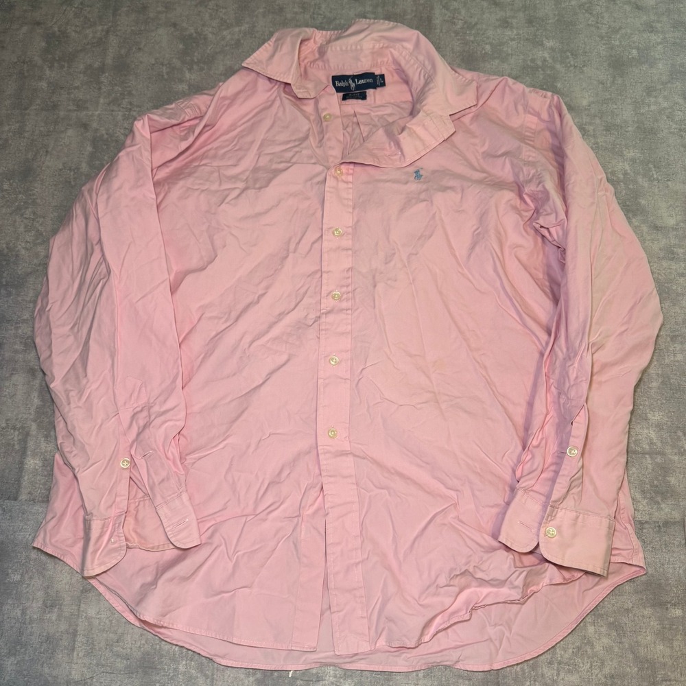 Ralph Lauren Blake Mens Large Pink Long Sleeve Cotton Button Down Pony Shirt